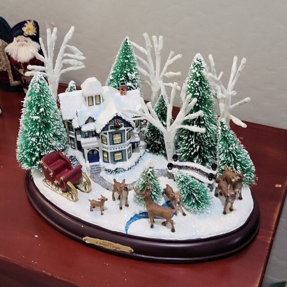 Thomas Kinkade Illuminated Musical Table Topper A Winters Night 1990's - Picture 3 of 11